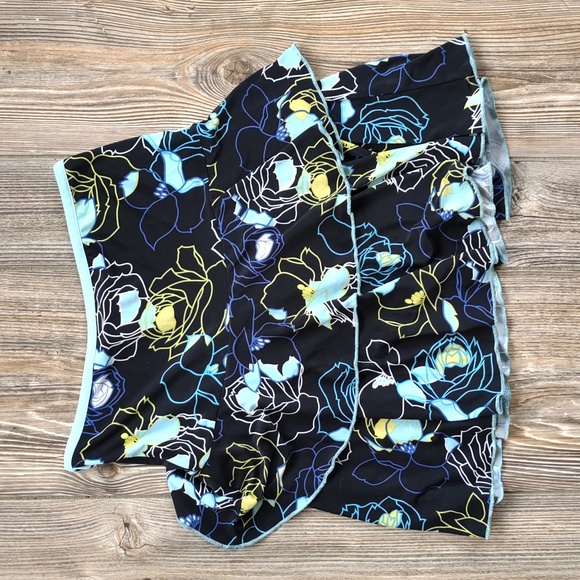 Colorful Floral Flowy Ruffly Layered Skirt Swim Suit Cover - Picture 2 of 7